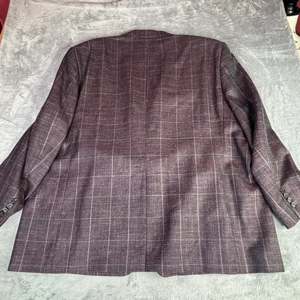 Ralph Lauren Sport Coat Men 56R Burgundy Plaid Wool Silk Linen Blazer Canada
